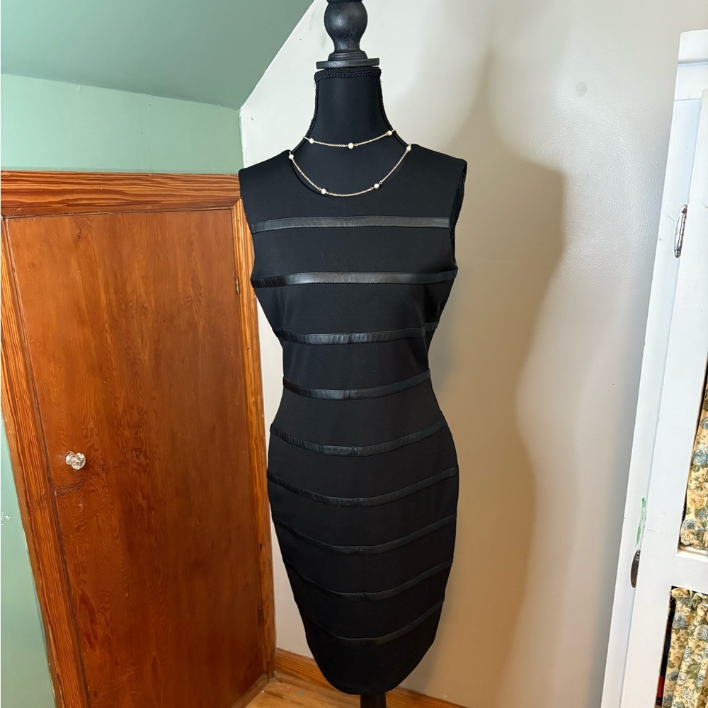 Calvin Klein Black Striped Midi Dress